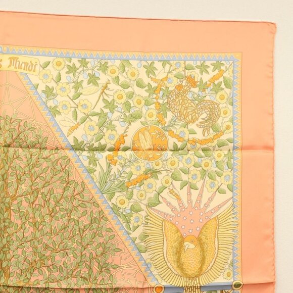 HERMES Carre 90 Scarf ""AXIS MUNDI"" Silk Orange Auth - Picture 16 of 16